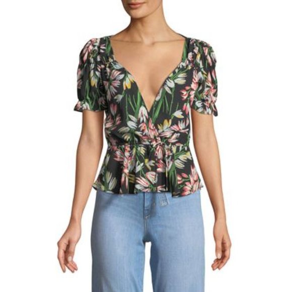Likely Tops - Likely Archer Black Floral Top size XS
